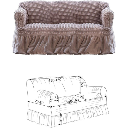 Rivestimento Elasticizzato per Divano Due Posti in Stile Shabby Chic Colore Tortora